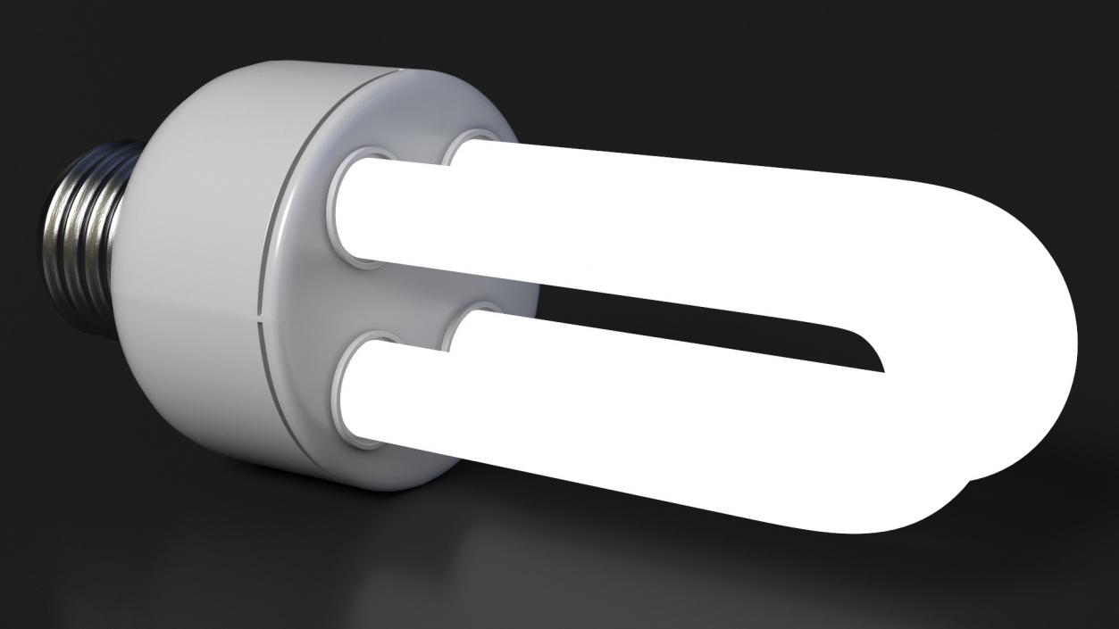 3D Compact Fluorescent Light Bulb ON model