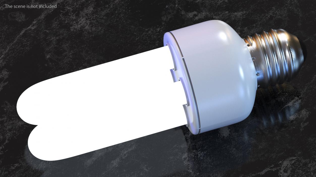 3D Compact Fluorescent Light Bulb ON model