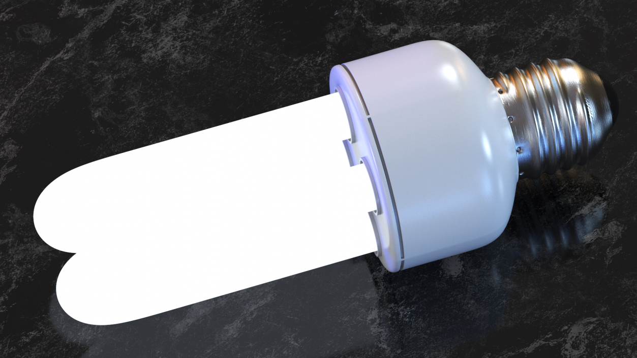 3D Compact Fluorescent Light Bulb ON model