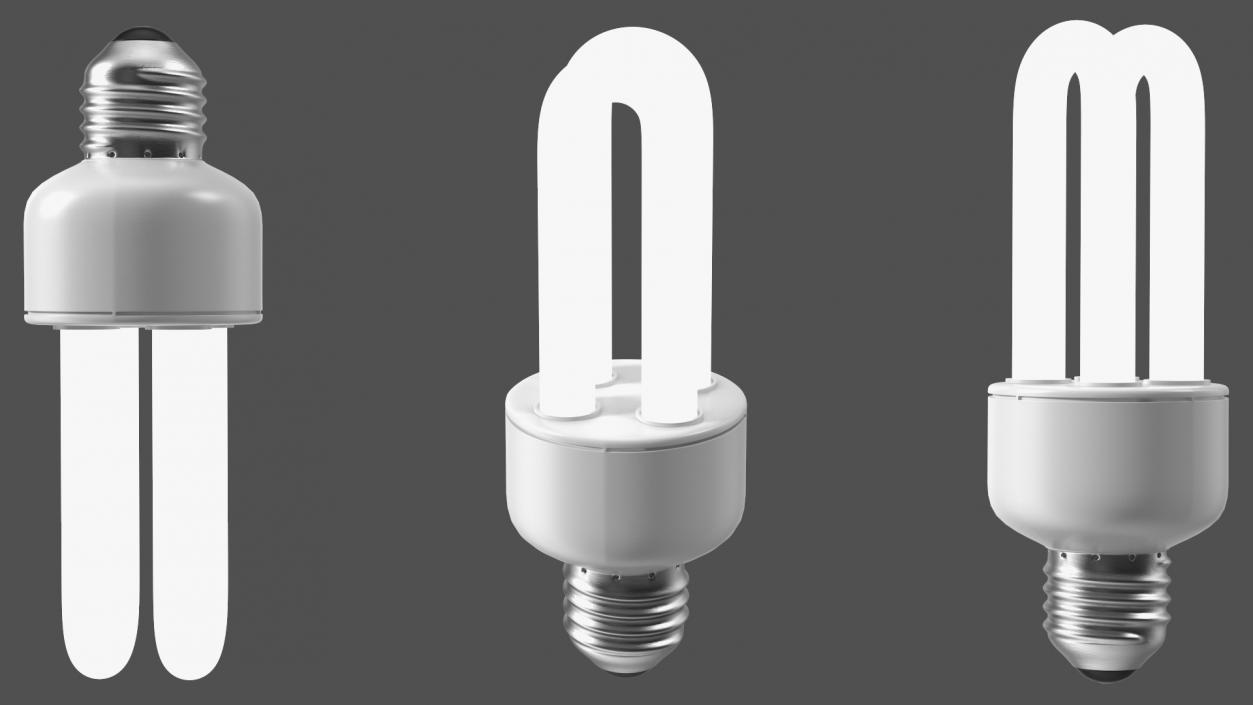 3D Compact Fluorescent Light Bulb ON model