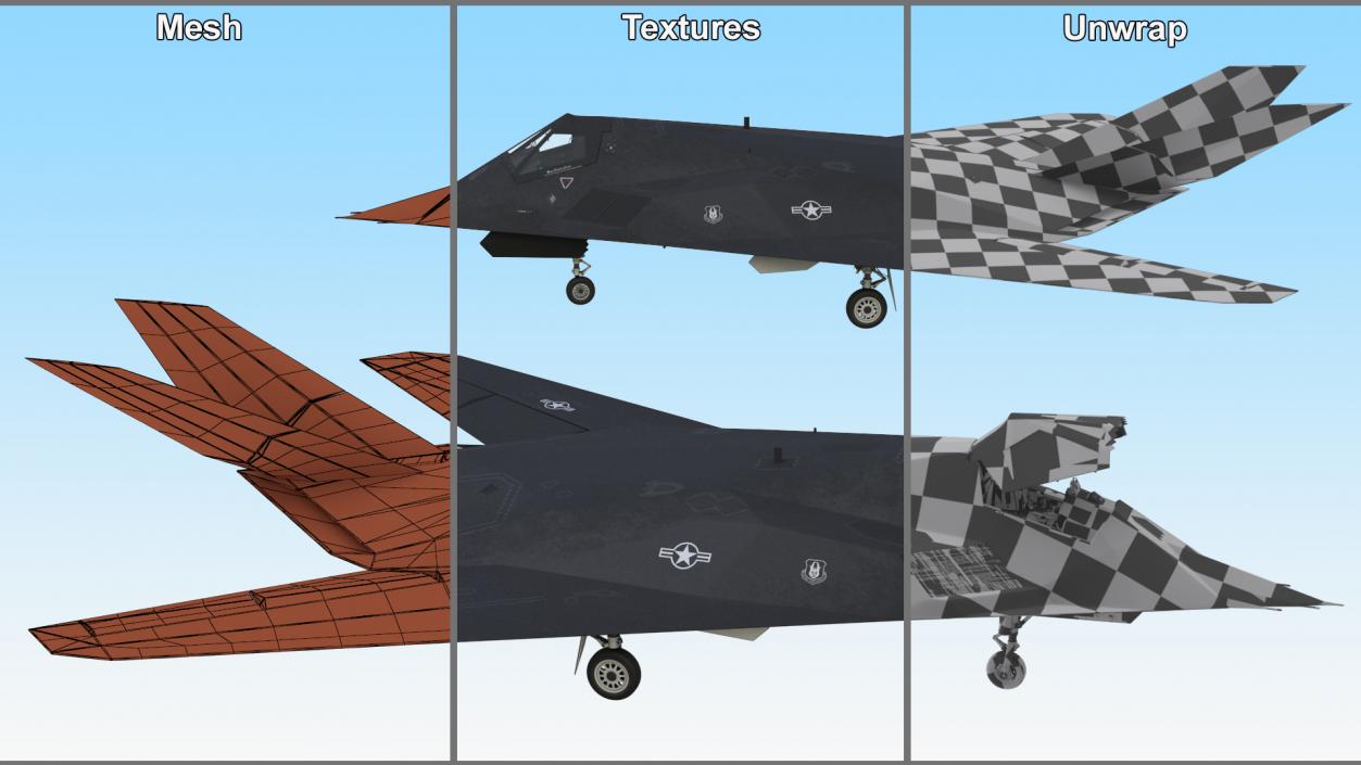 3D Lockheed F-117 Nighthawk Stealth Aircraft