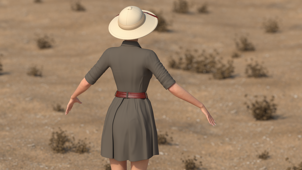 3D Female Zookeeper T Pose model