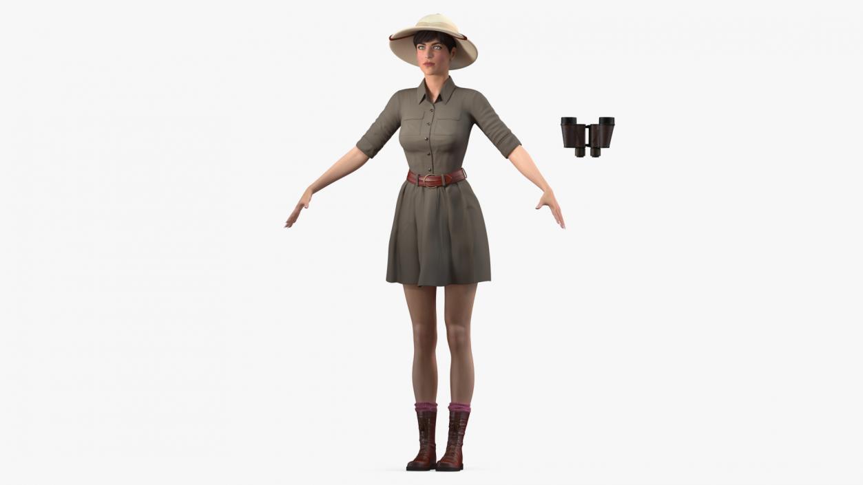 3D Female Zookeeper T Pose model