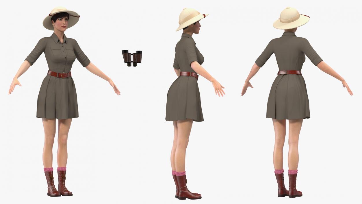 3D Female Zookeeper T Pose model