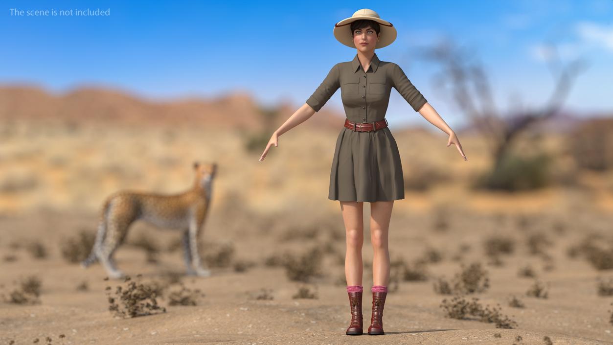 3D Female Zookeeper T Pose model