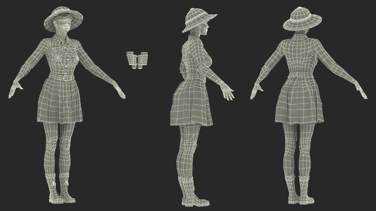 3D Female Zookeeper T Pose model