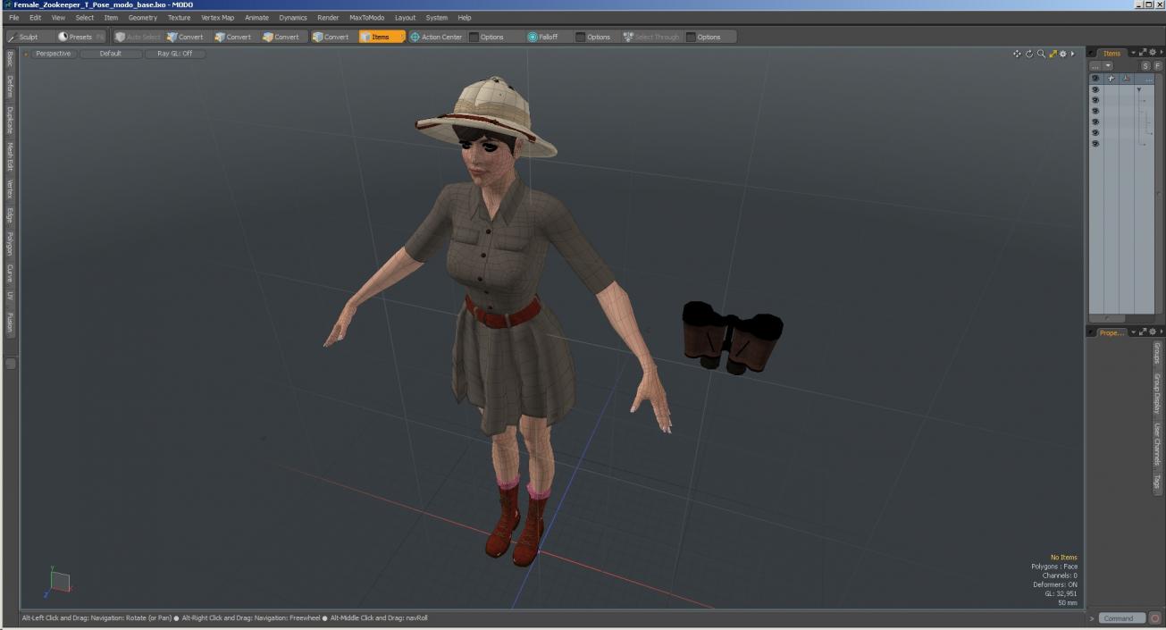 3D Female Zookeeper T Pose model