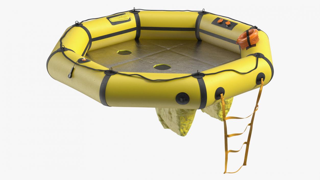 Advanced Life Raft with Extras Yellow 3D