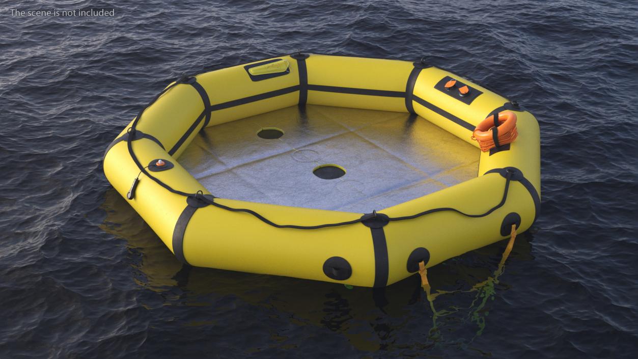 Advanced Life Raft with Extras Yellow 3D