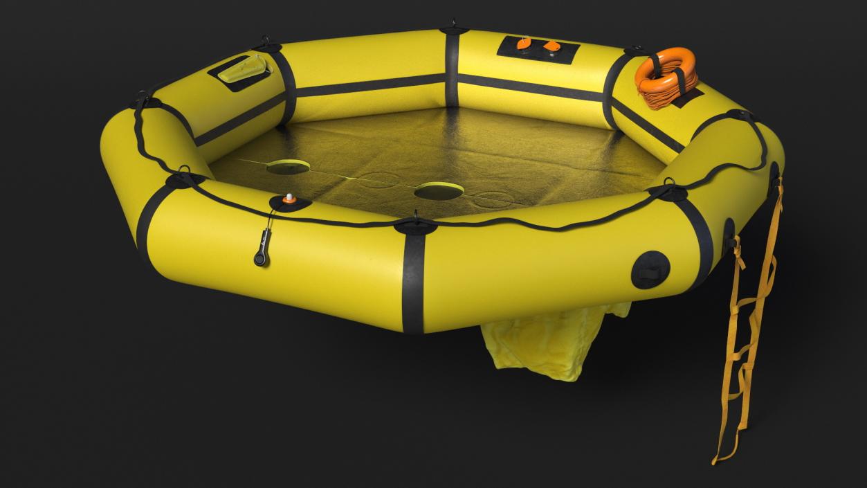 Advanced Life Raft with Extras Yellow 3D