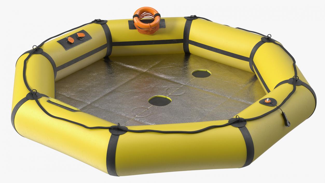 Advanced Life Raft with Extras Yellow 3D