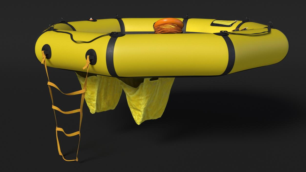 Advanced Life Raft with Extras Yellow 3D