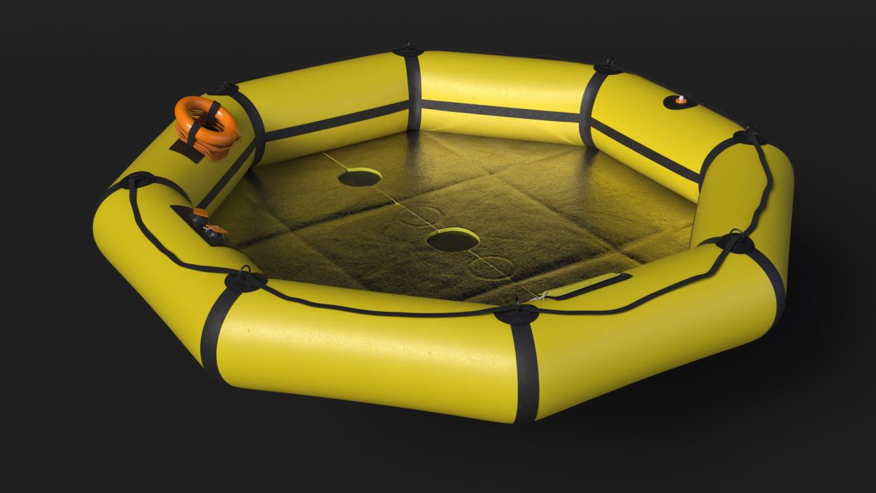 Advanced Life Raft with Extras Yellow 3D