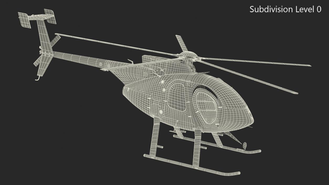 3D MD 500E Light Utility Civilian Helicopter Rigged model