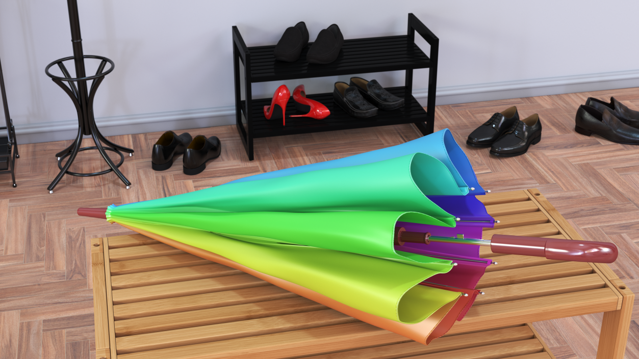 3D Classic Folded Umbrella model