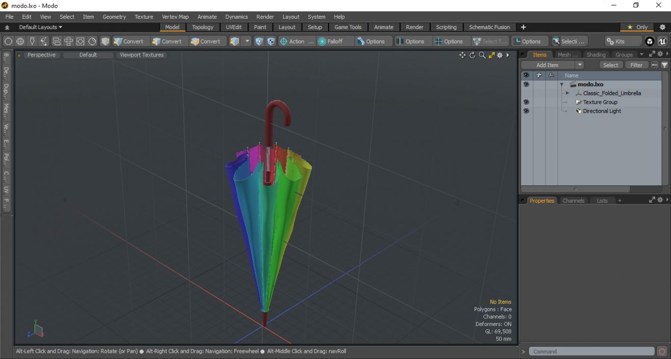 3D Classic Folded Umbrella model