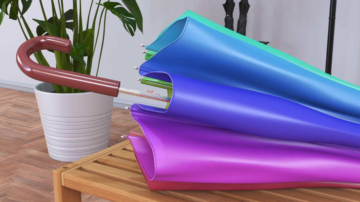 3D Classic Folded Umbrella model