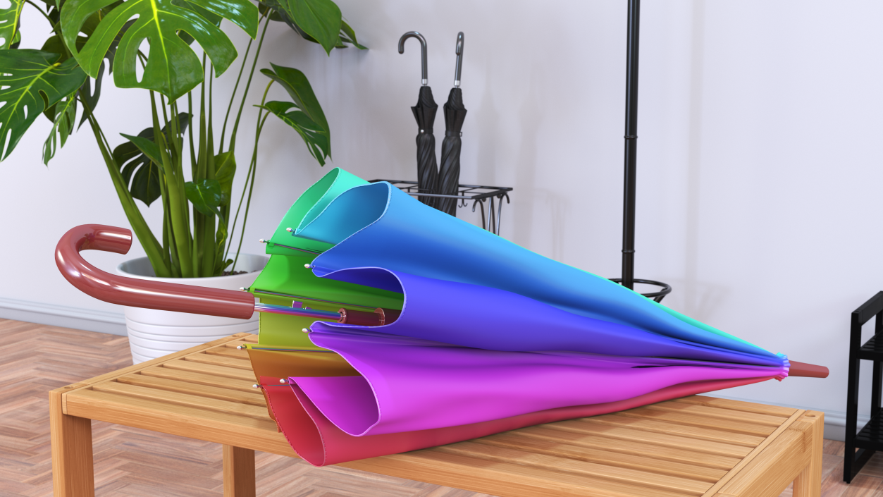 3D Classic Folded Umbrella model