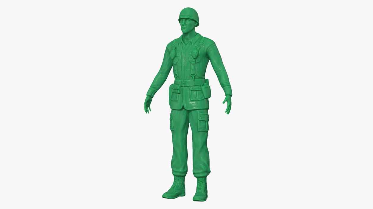 3D Green Toy Soldier Rigged for Cinema 4D model