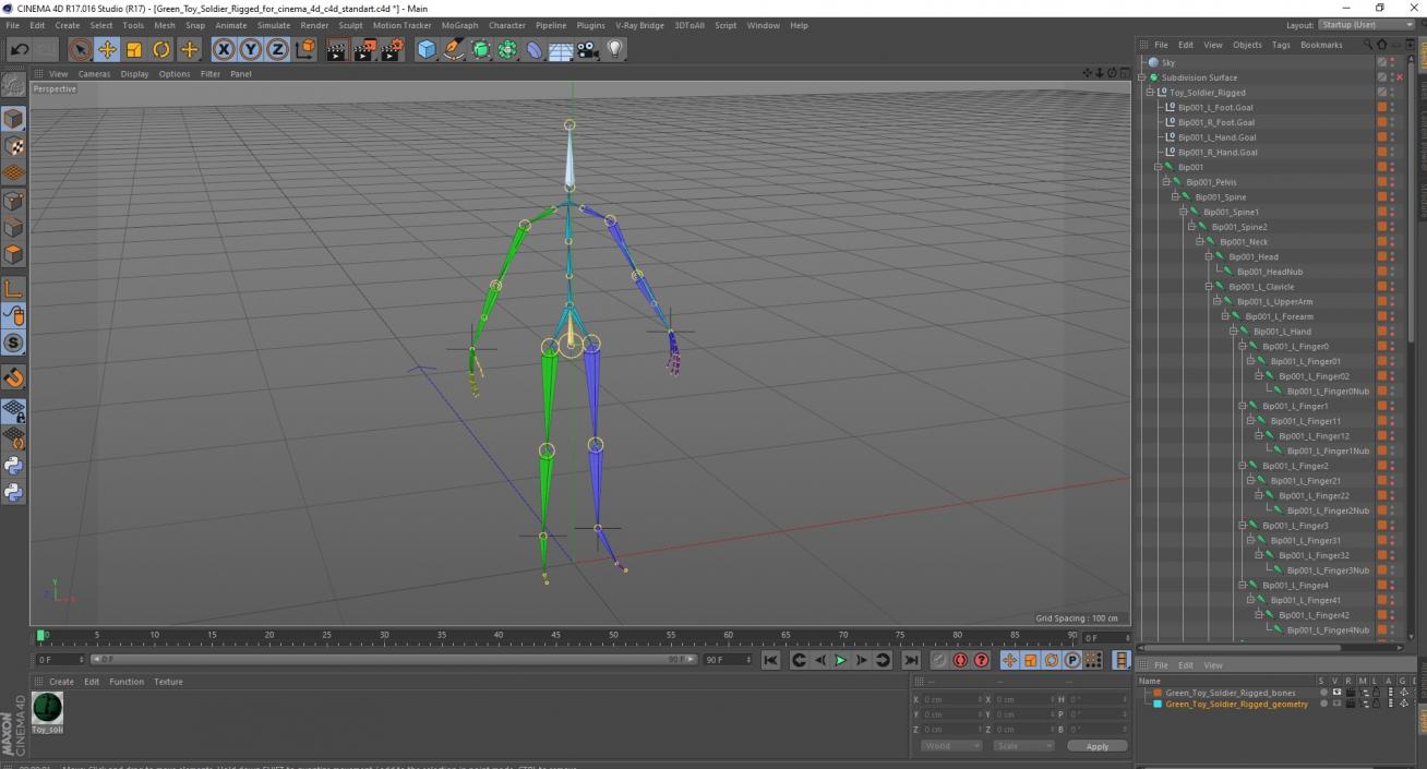 3D Green Toy Soldier Rigged for Cinema 4D model