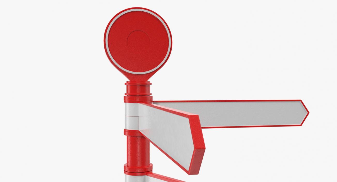 Blank Signpost With 4 Arrows Red 3D