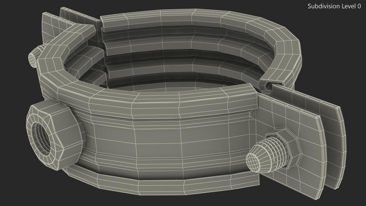 3D Stainless Steel Pipe Clamp with Insert model