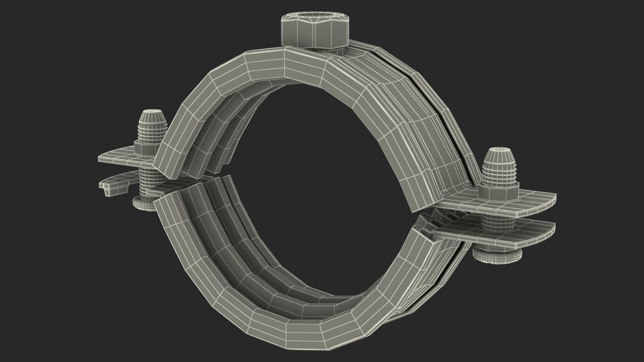 3D Stainless Steel Pipe Clamp with Insert model