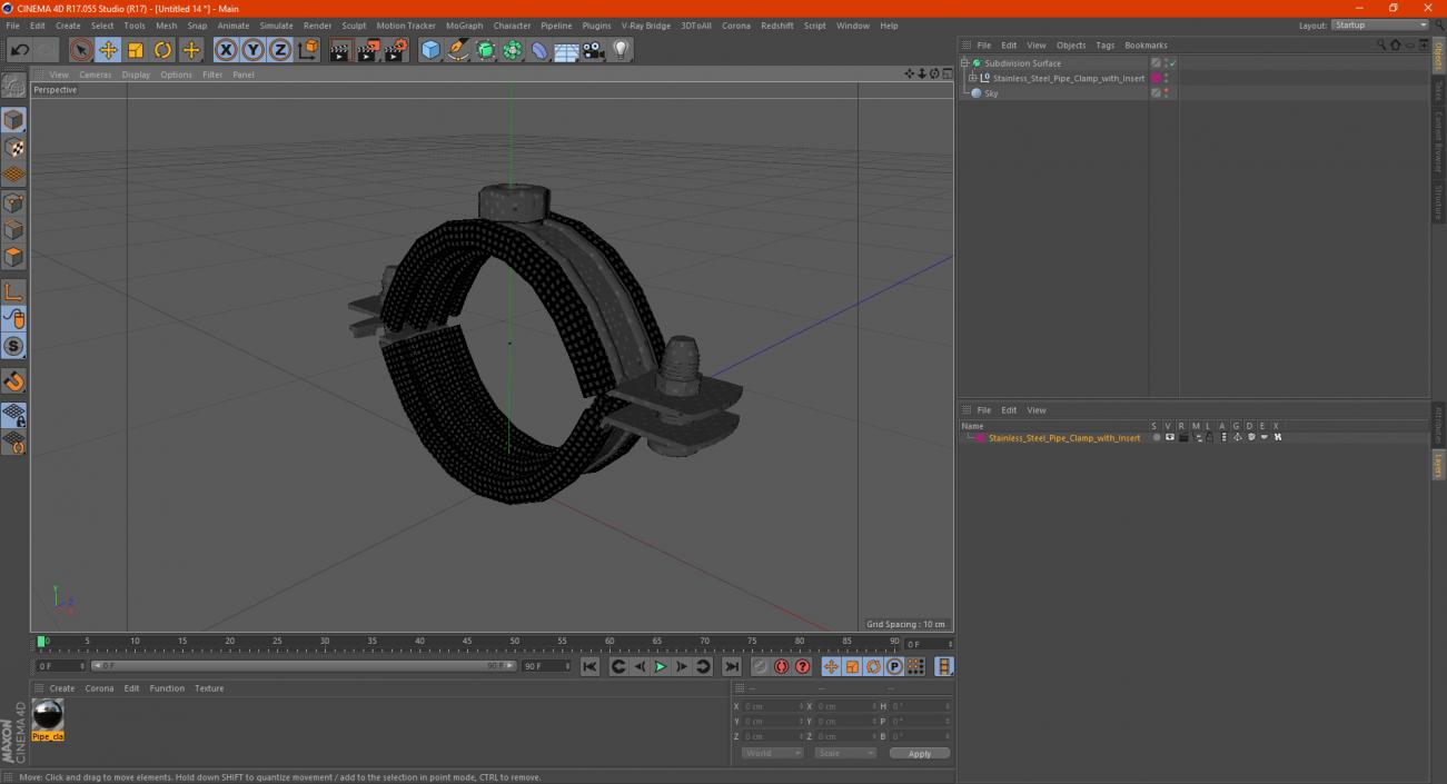 3D Stainless Steel Pipe Clamp with Insert model