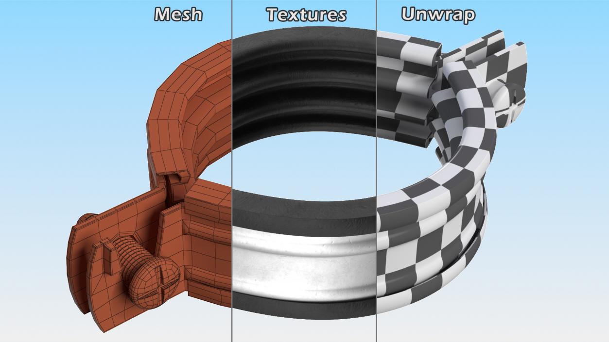 3D Stainless Steel Pipe Clamp with Insert model