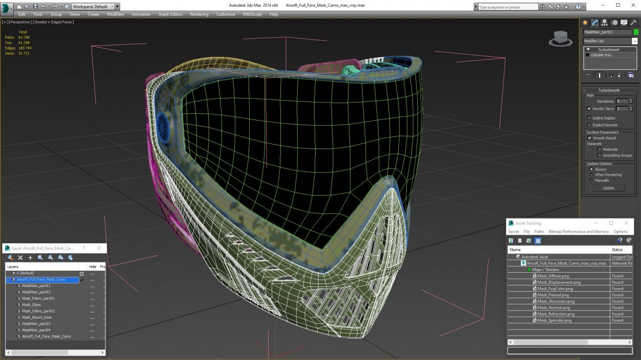 Airsoft Full Face Mask Camo 3D