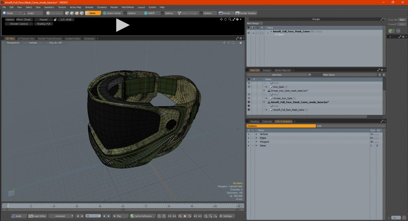 Airsoft Full Face Mask Camo 3D