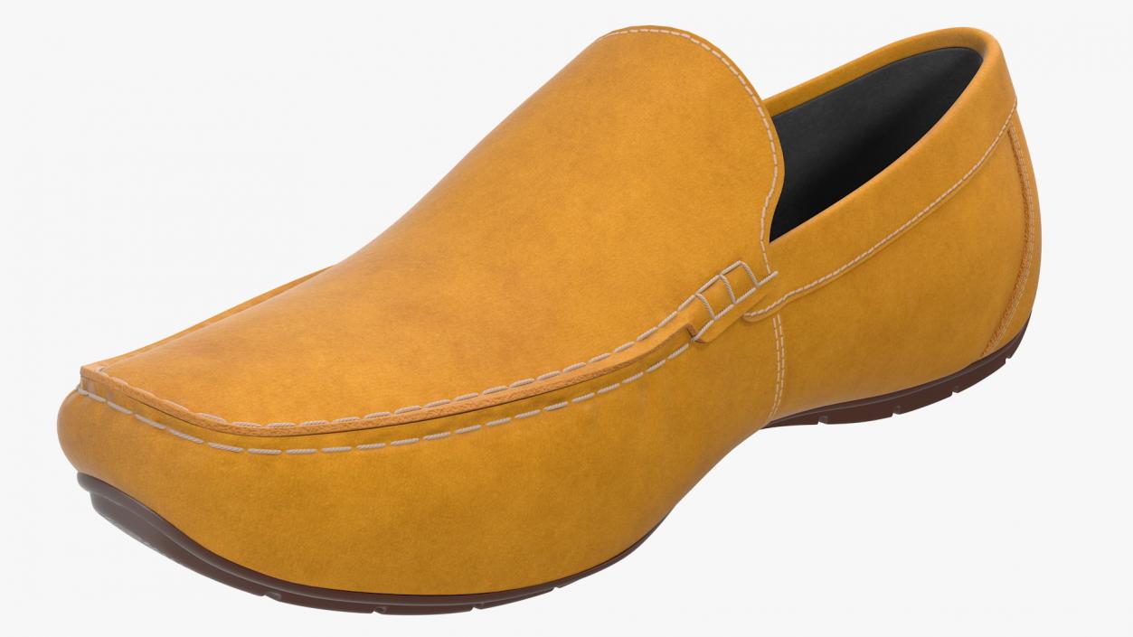 Tan Leather Loafer Shoes 3D model