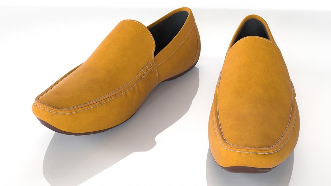 Tan Leather Loafer Shoes 3D model