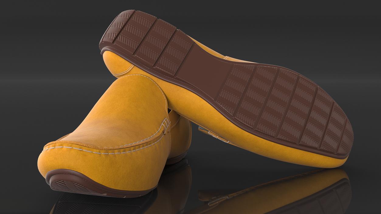 Tan Leather Loafer Shoes 3D model