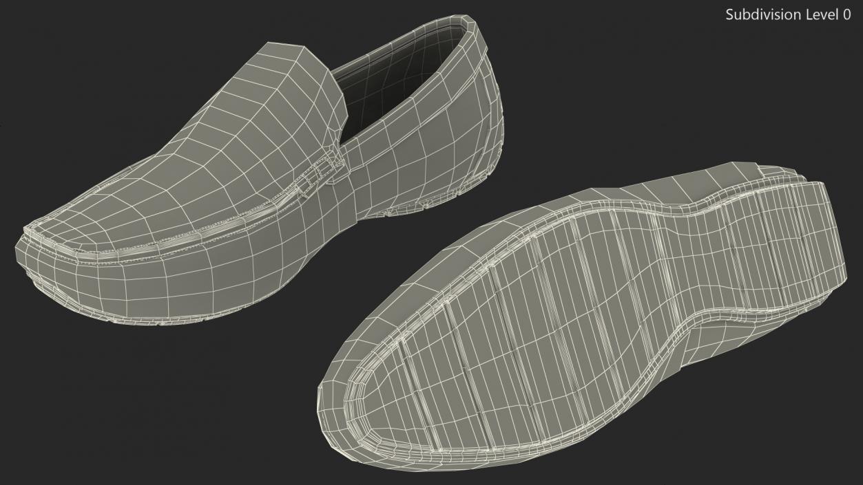 Tan Leather Loafer Shoes 3D model