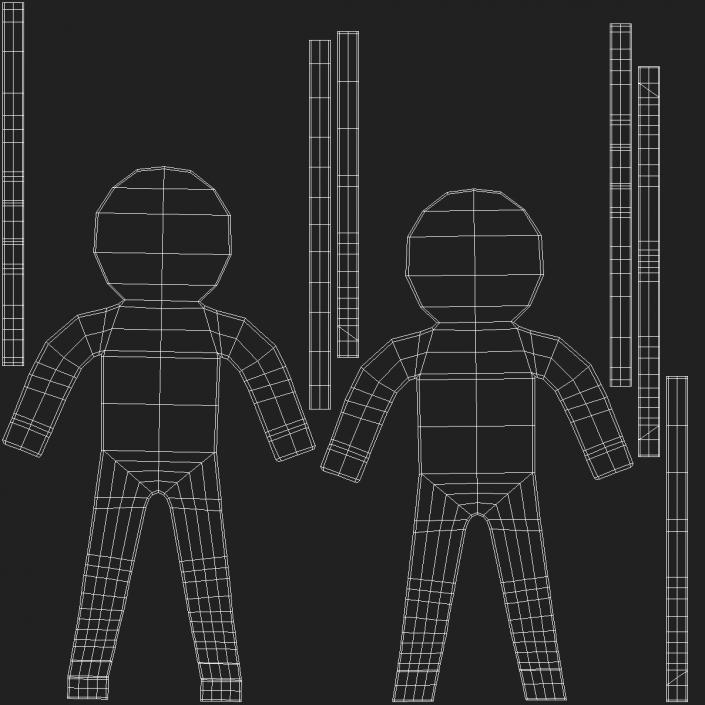 3D Plastic Stickman Rigged Black for Maya model