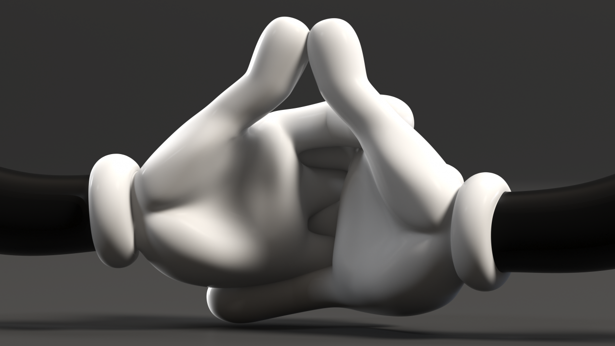 3D Cartoon Hands Fingers Locked Pose model