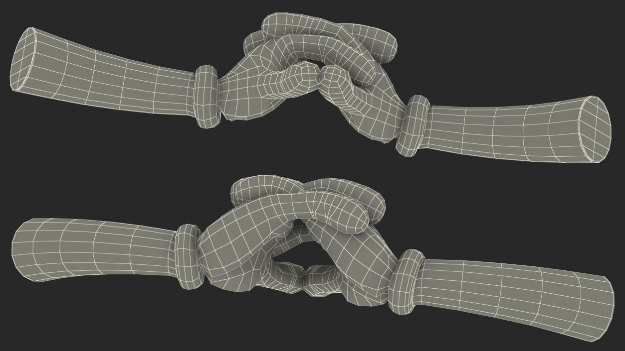 3D Cartoon Hands Fingers Locked Pose model