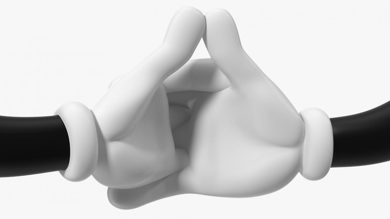 3D Cartoon Hands Fingers Locked Pose model