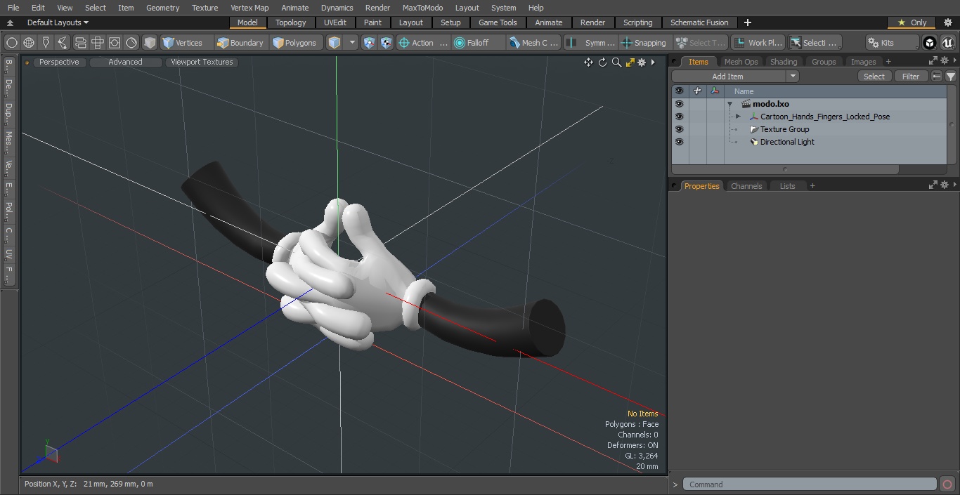 3D Cartoon Hands Fingers Locked Pose model