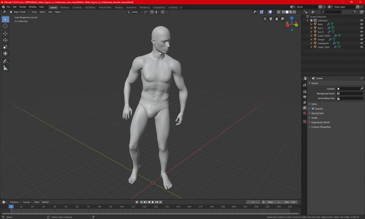 3D model Athletic Male Figure in Underwear 2