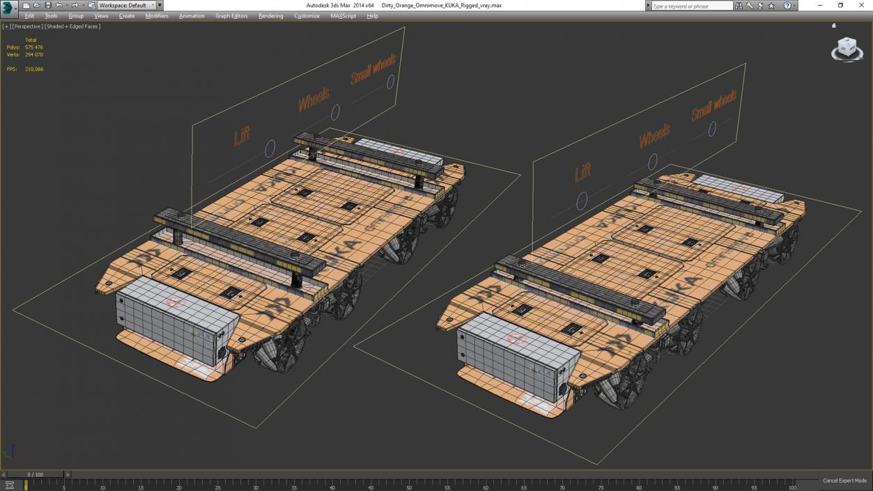 3D Dirty Orange Omnimove KUKA Rigged model