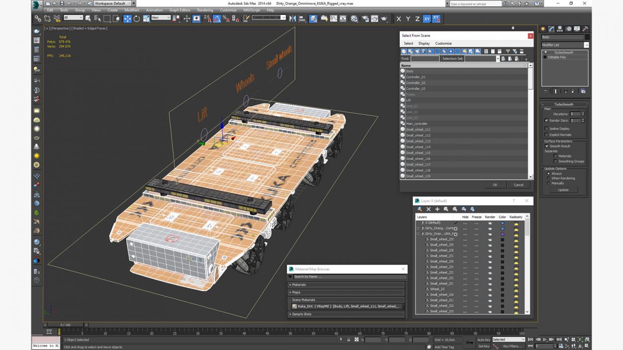 3D Dirty Orange Omnimove KUKA Rigged model