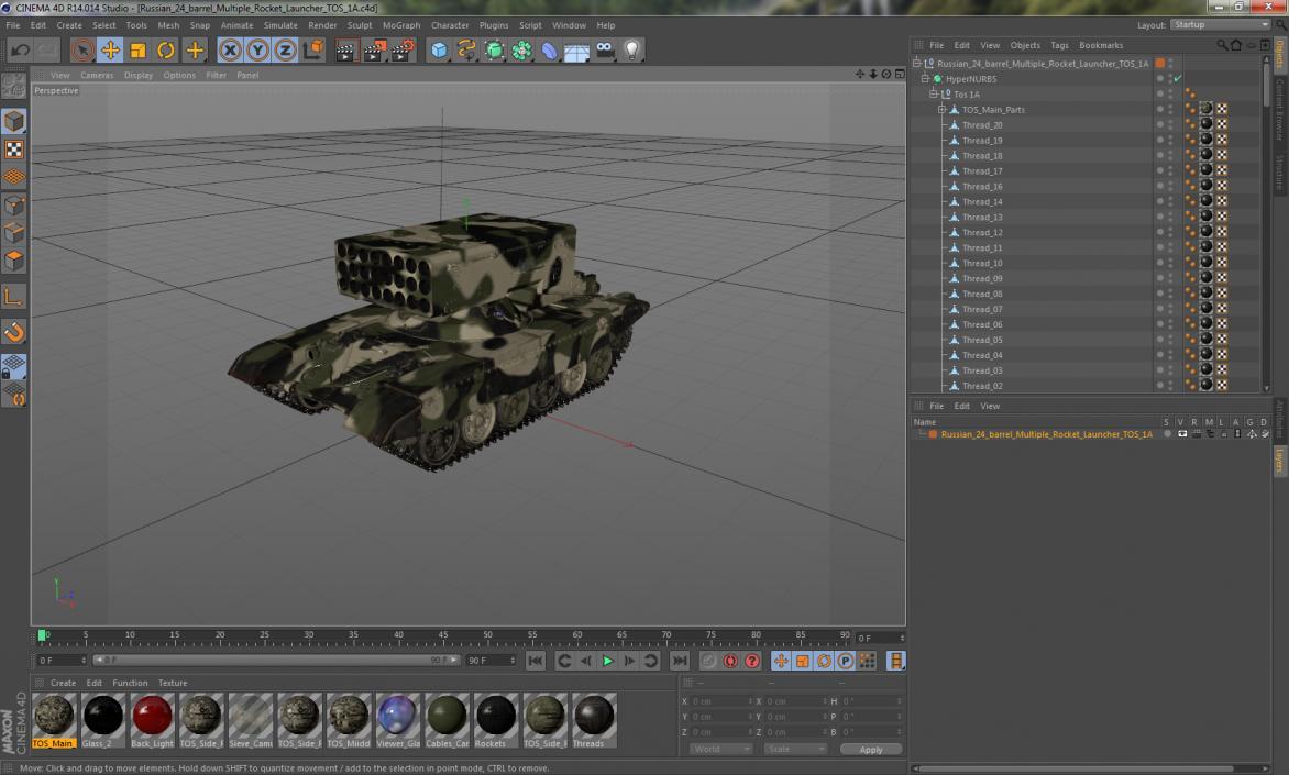 Russian 24 barrel Multiple Rocket Launcher TOS-1A 3D model