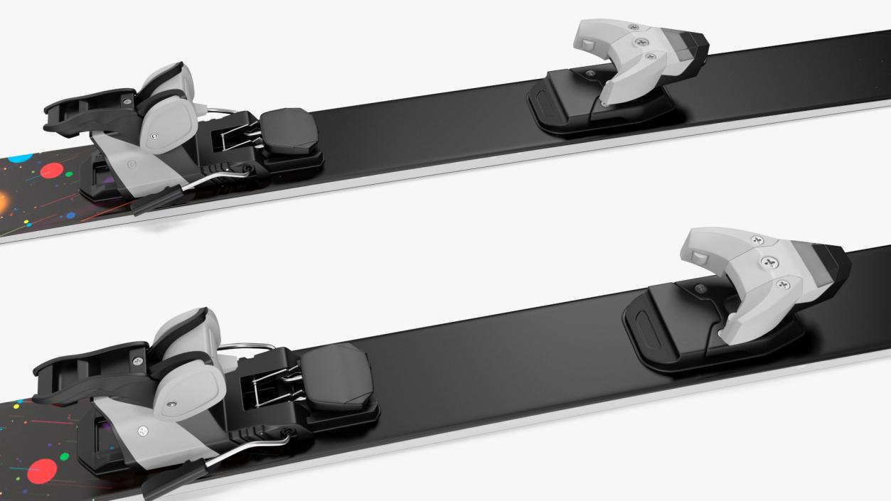 3D Snow Skis With Bindings model