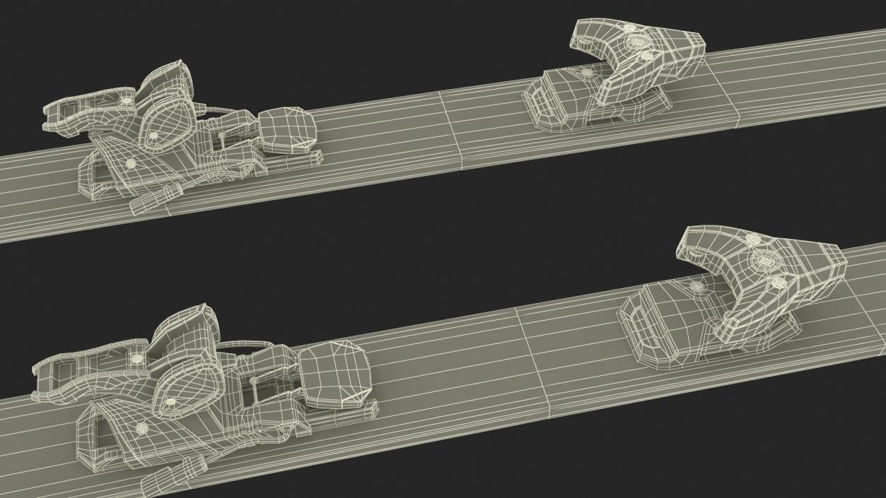 3D Snow Skis With Bindings model