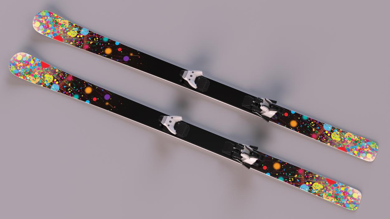 3D Snow Skis With Bindings model