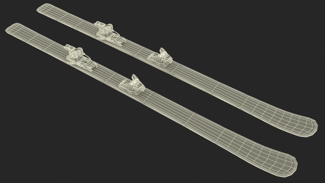 3D Snow Skis With Bindings model