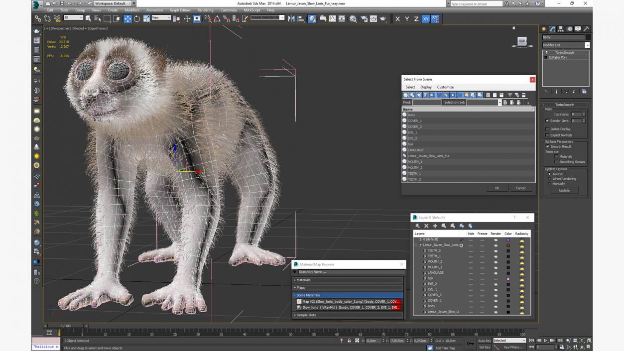 3D Lemur Javan Slow Loris Fur