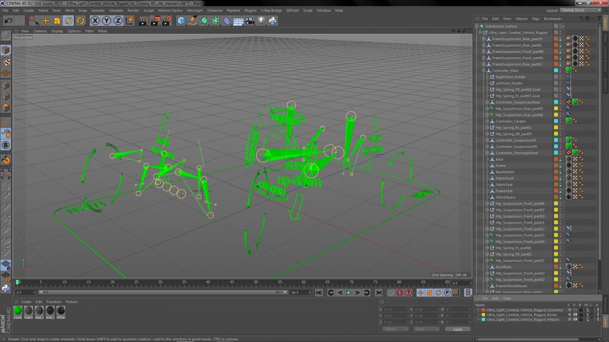 Ultra Light Combat Vehicle Rigged for Cinema 4D 3D